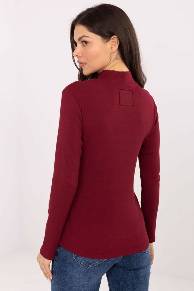 Love Lace Love Lace Women's Ribbed Cotton Elastane Turtleneck Long Sleeve in Red - 3