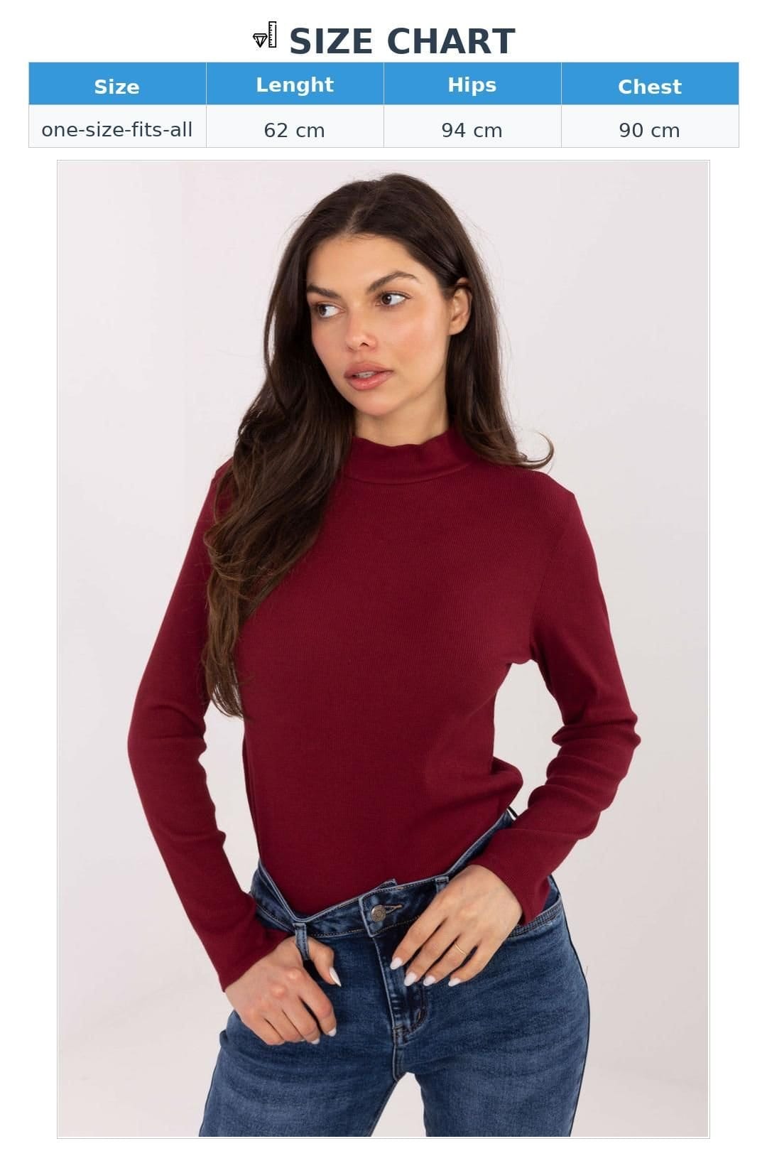 Love Lace Love Lace Women's Ribbed Cotton Elastane Turtleneck Long Sleeve in Red - 4