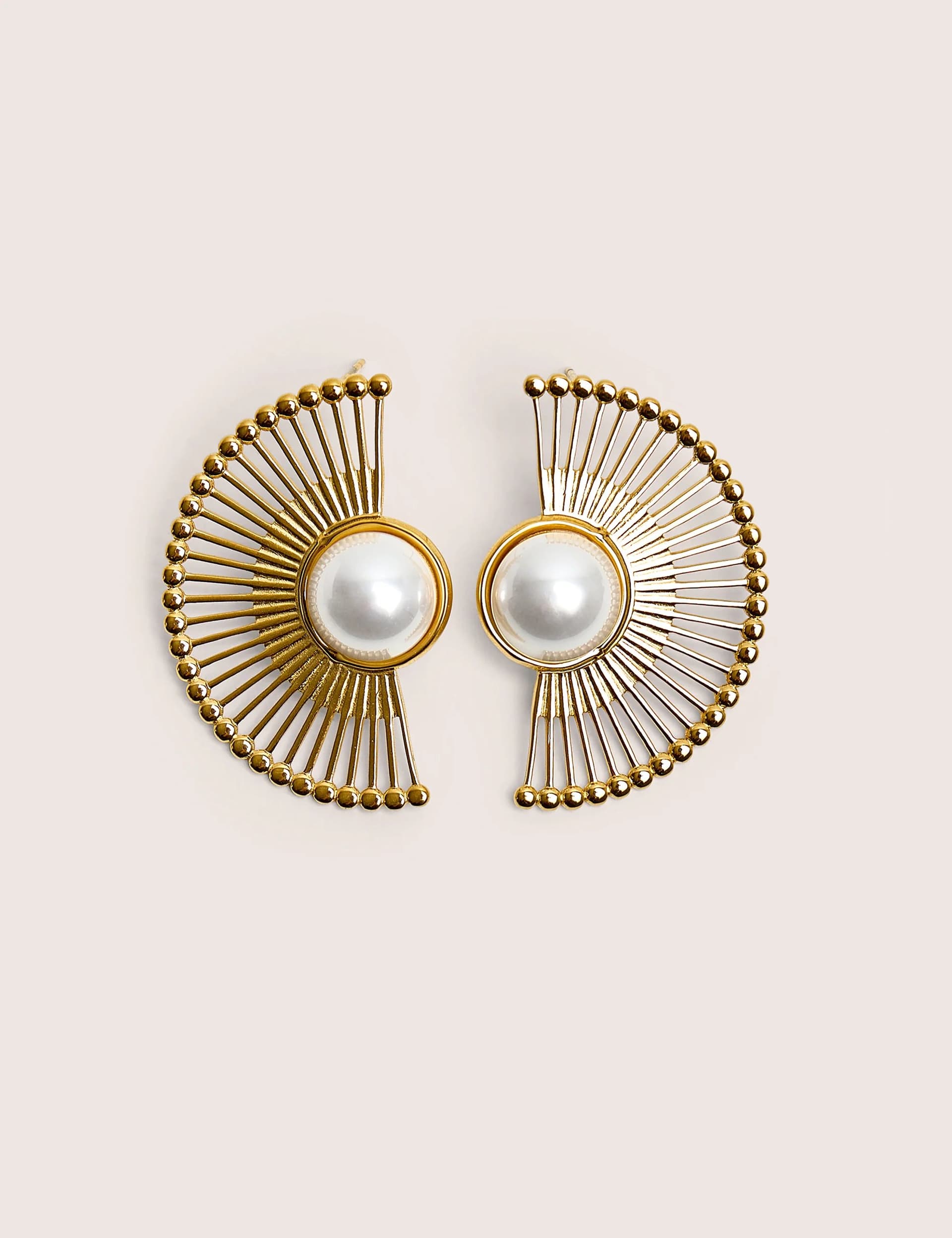 Public Desire Public Desire Half Moon Earrings With Pearl Detail in Gold