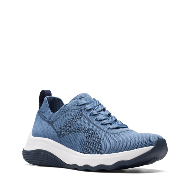 Clarks Clarks Women's Circuit Tie Denim Blue Knit Trainers - 2