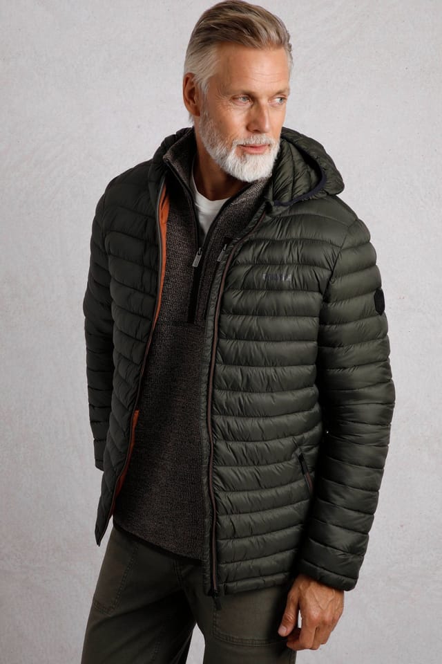Weird Fish Weird Fish Men's Flete Lightweight Showerproof Padded Hooded Jacket in Dark Grey - 3