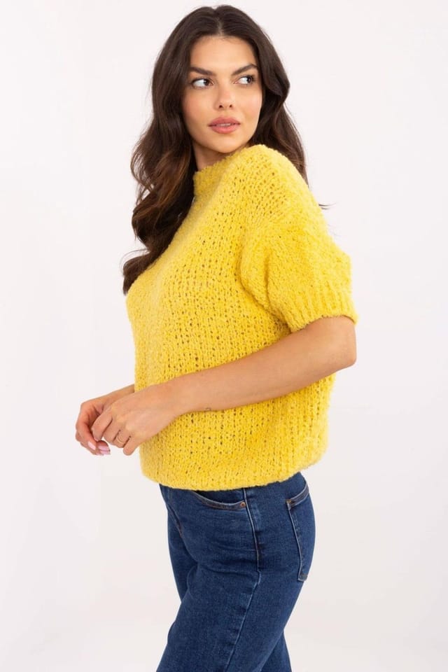 Love Lace Love Lace Women's Classic Short Sleeve Round Neck Sweater in Yellow - 2