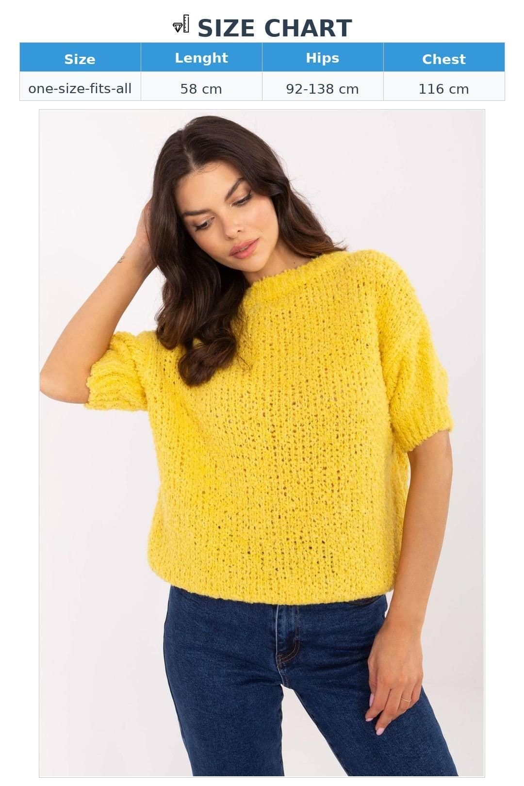 Love Lace Love Lace Women's Classic Short Sleeve Round Neck Sweater in Yellow - 4