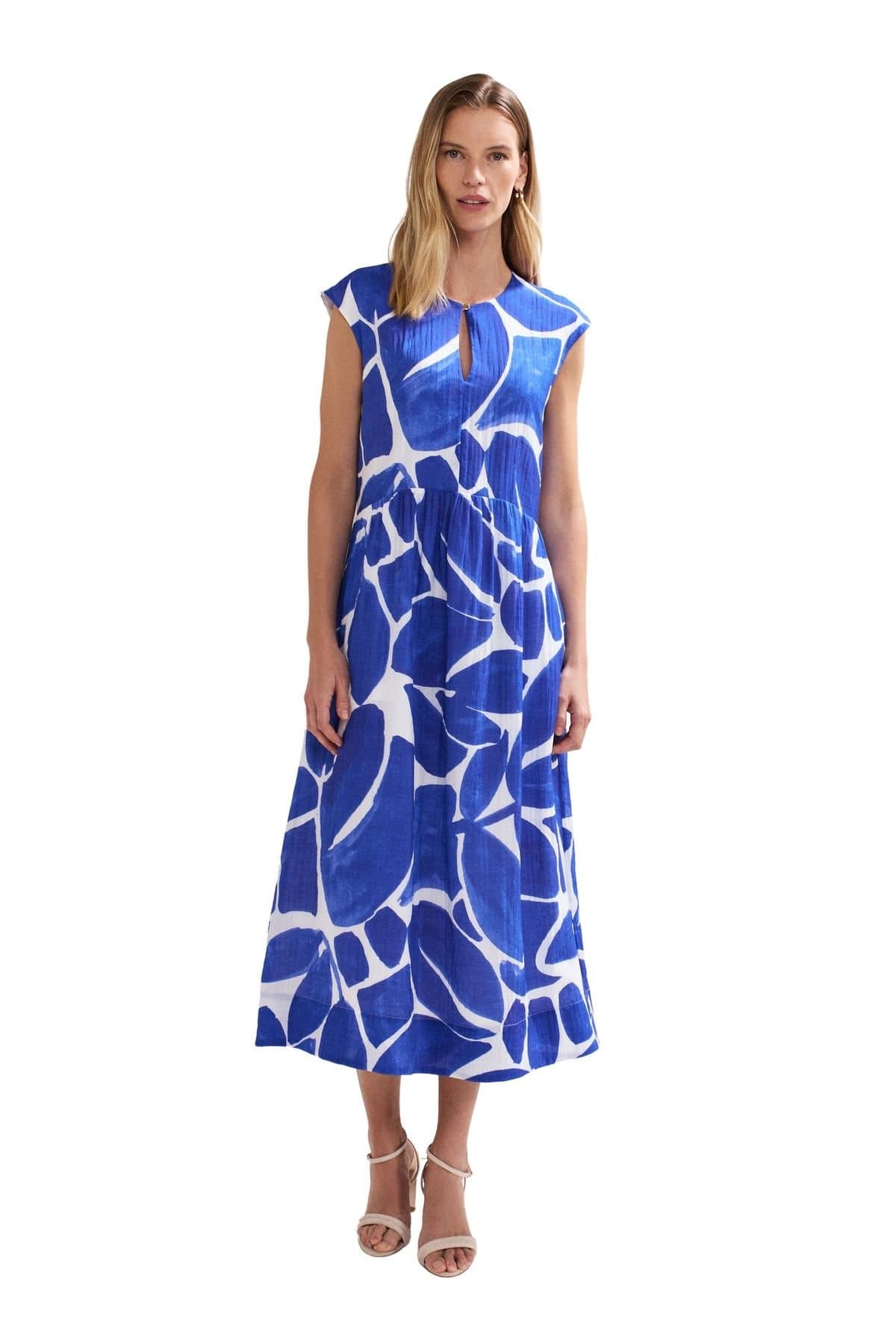 Phase Eight Phase Eight Women's Talah Keyhole Neck Midi Dress in Cobalt