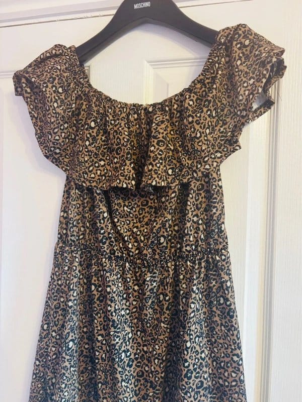 ASOS Leopard Print Off-Shoulder Mini Dress