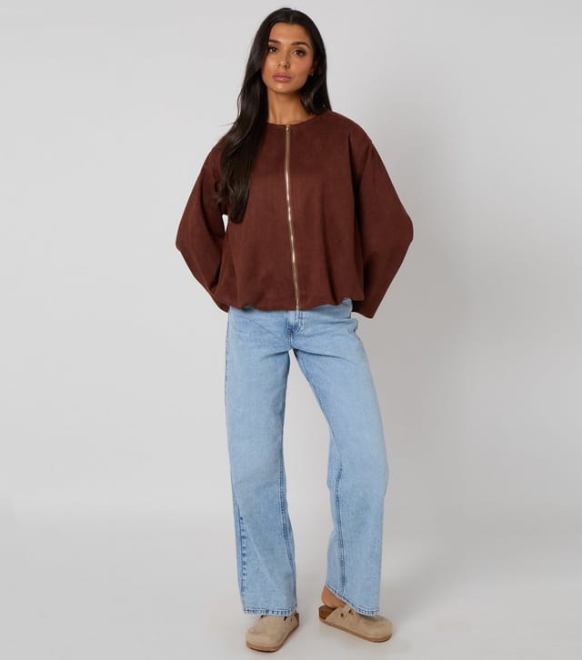 Urban Bliss Women's Rust Faux Suede Bubble Hem Jacket Urban Bliss New Look - 2