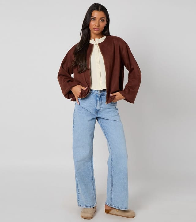 Urban Bliss Women's Rust Faux Suede Bubble Hem Jacket Urban Bliss New Look - 3