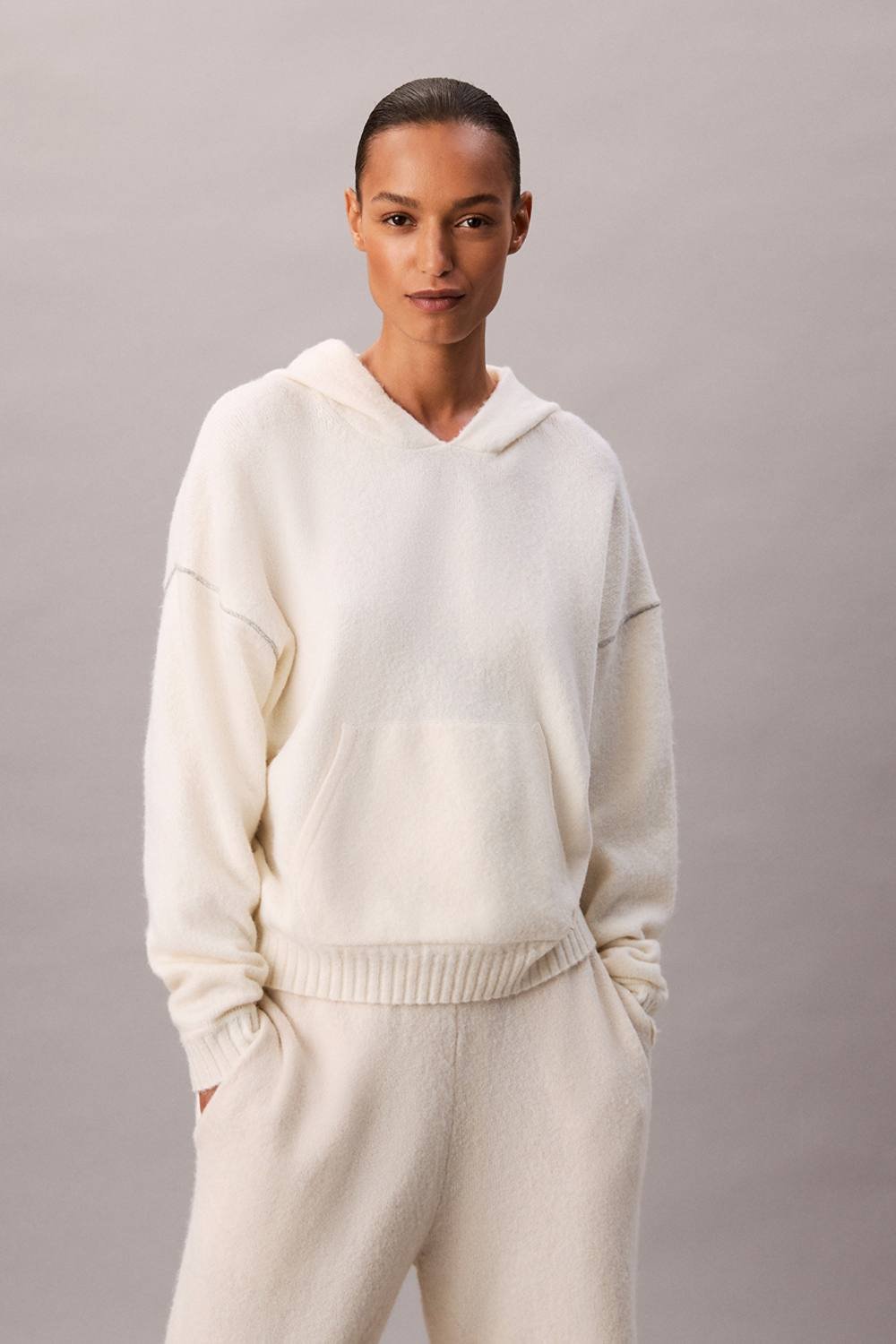 Calvin Klein Calvin Klein Women's Plush Plush Hoodie. Ivory - 2