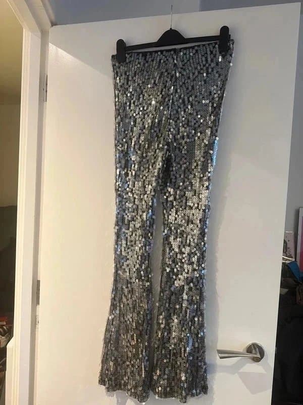 New Look New Look silver sequin trousers. Size M