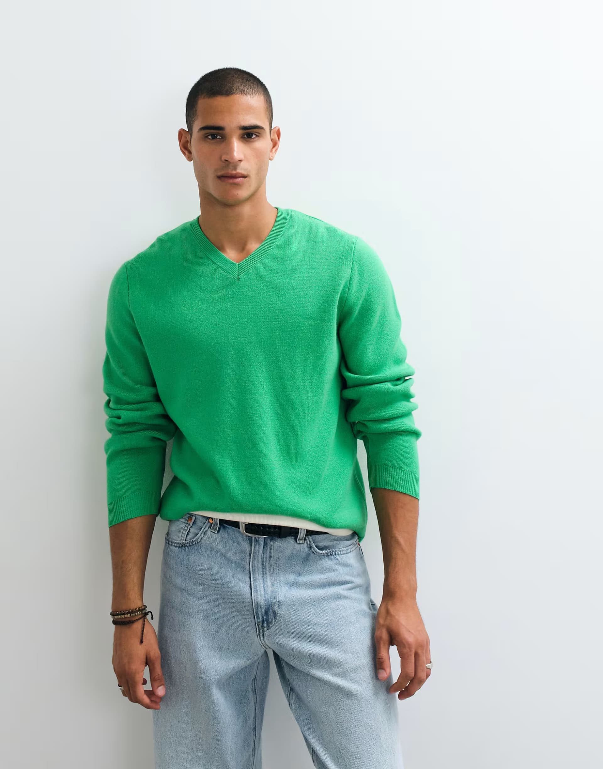 ASOS ASOS DESIGN oversized v neck knitted jumper in green