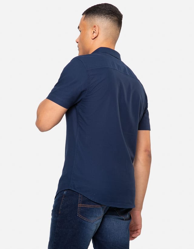 Threadbare threadbare Men's Oxford Cotton 'Inferno' Short Sleeve Shirt in Navy - 2