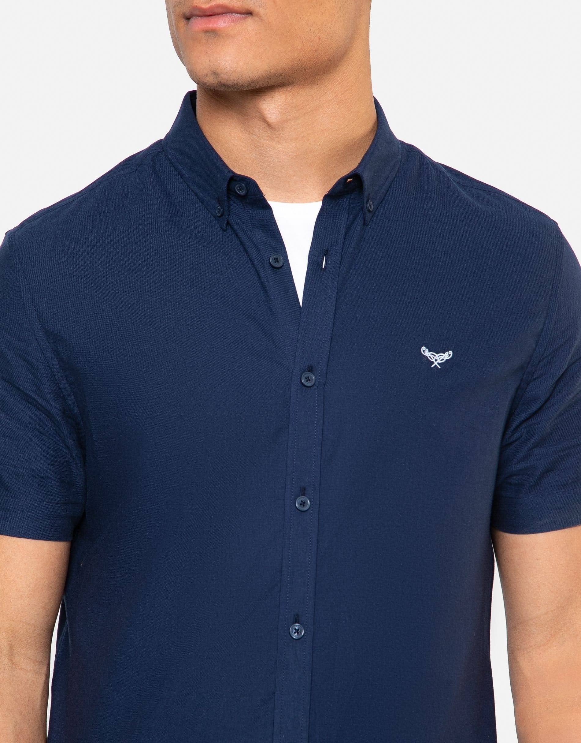 Threadbare threadbare Men's Oxford Cotton 'Inferno' Short Sleeve Shirt in Navy - 4