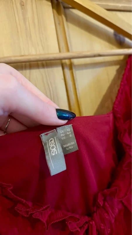 ASOS ASOS Red Textured Chiffon Mini Dress UK 12