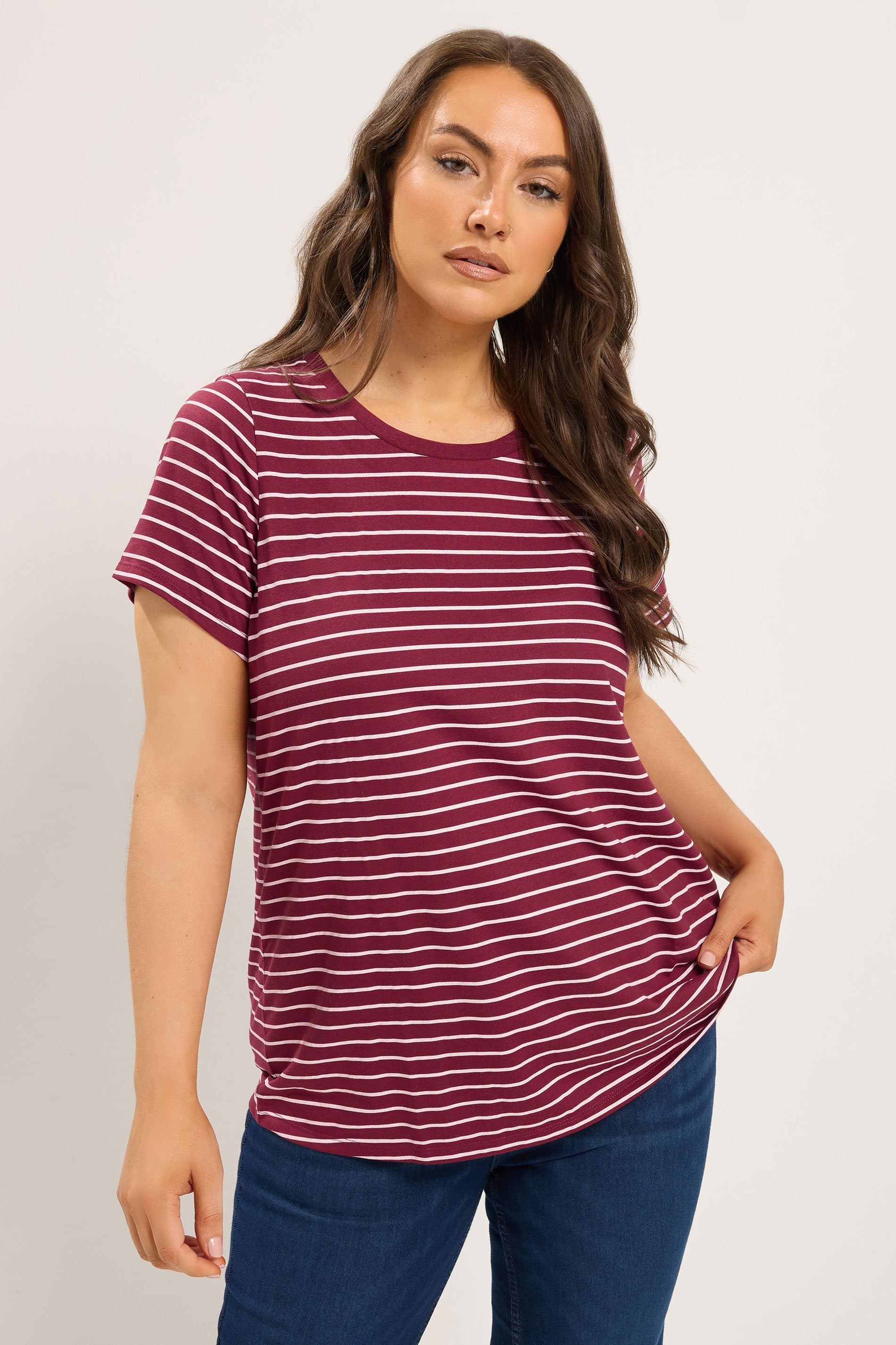 Yours Plus Size Red Stripe Tee