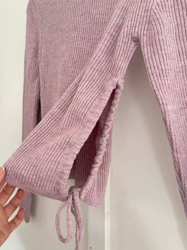 Zara ZARA Pink Marl Gathered Side Knitted Cropped Jumper Women’s Size S