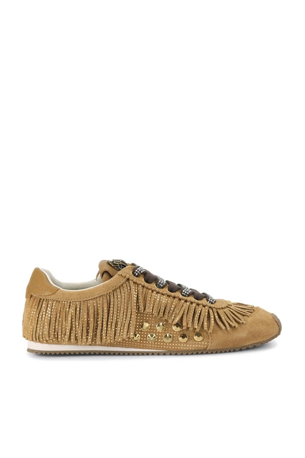 Kurt Geiger London Kurt Geiger London Women's 'Islington Fringe Sneaker' Suede Trainers in Tan