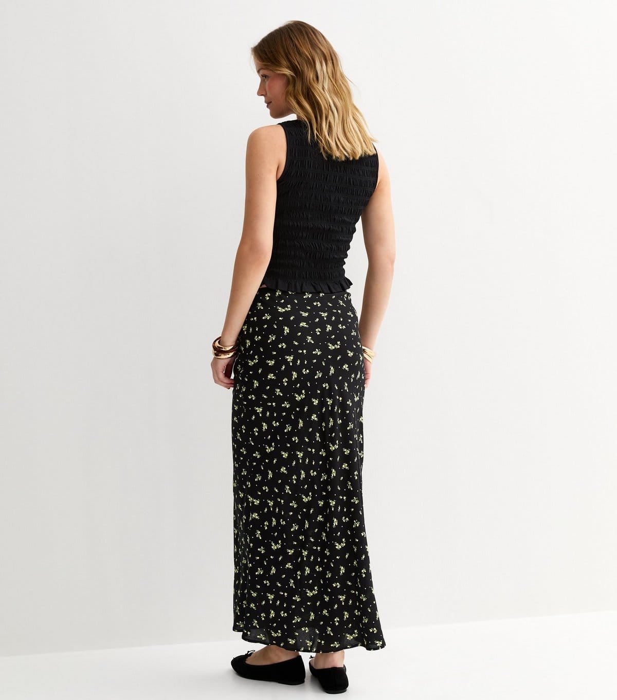 New Look Women's Black Lemon Print Bias Cut Midi Skirt New Look - 4