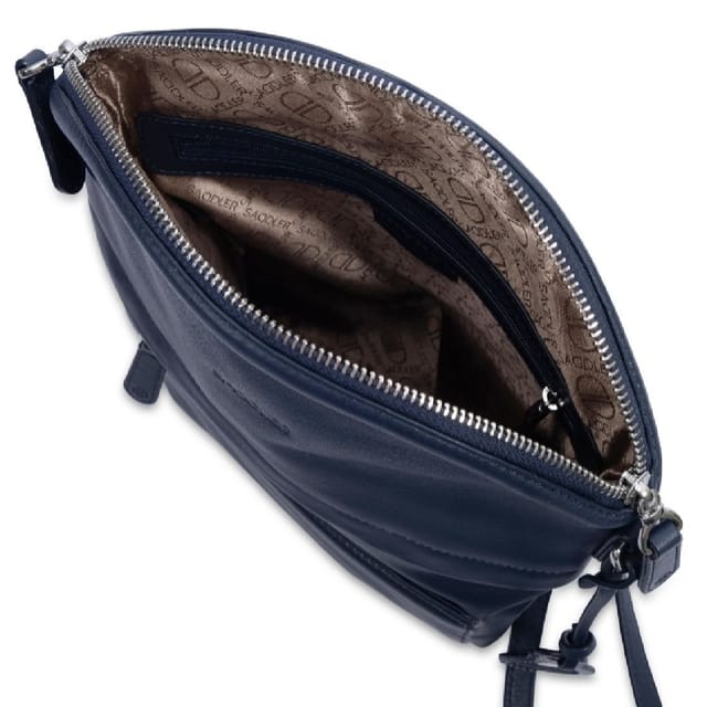 SADDLER SADDLER Women's 'Kimberley' Secure Pocket Handmade Leather Crossbody Bag in Navy - 2