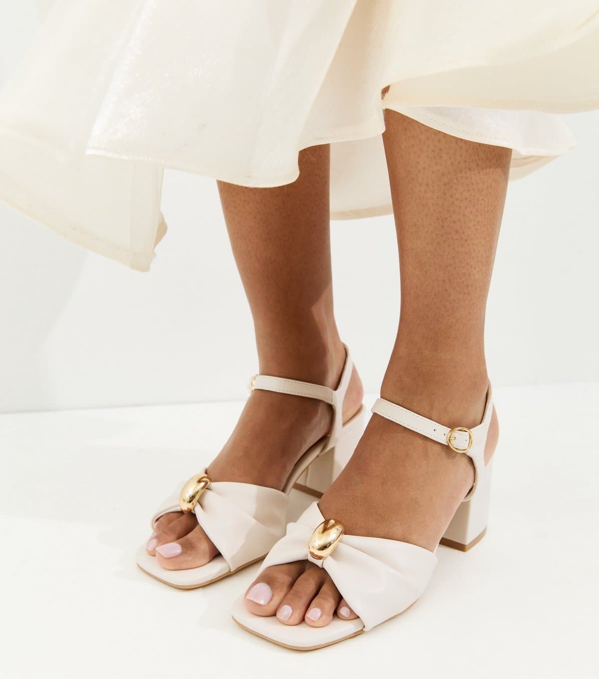 New Look New Look Off White Faux Leather Block Heel Sandals