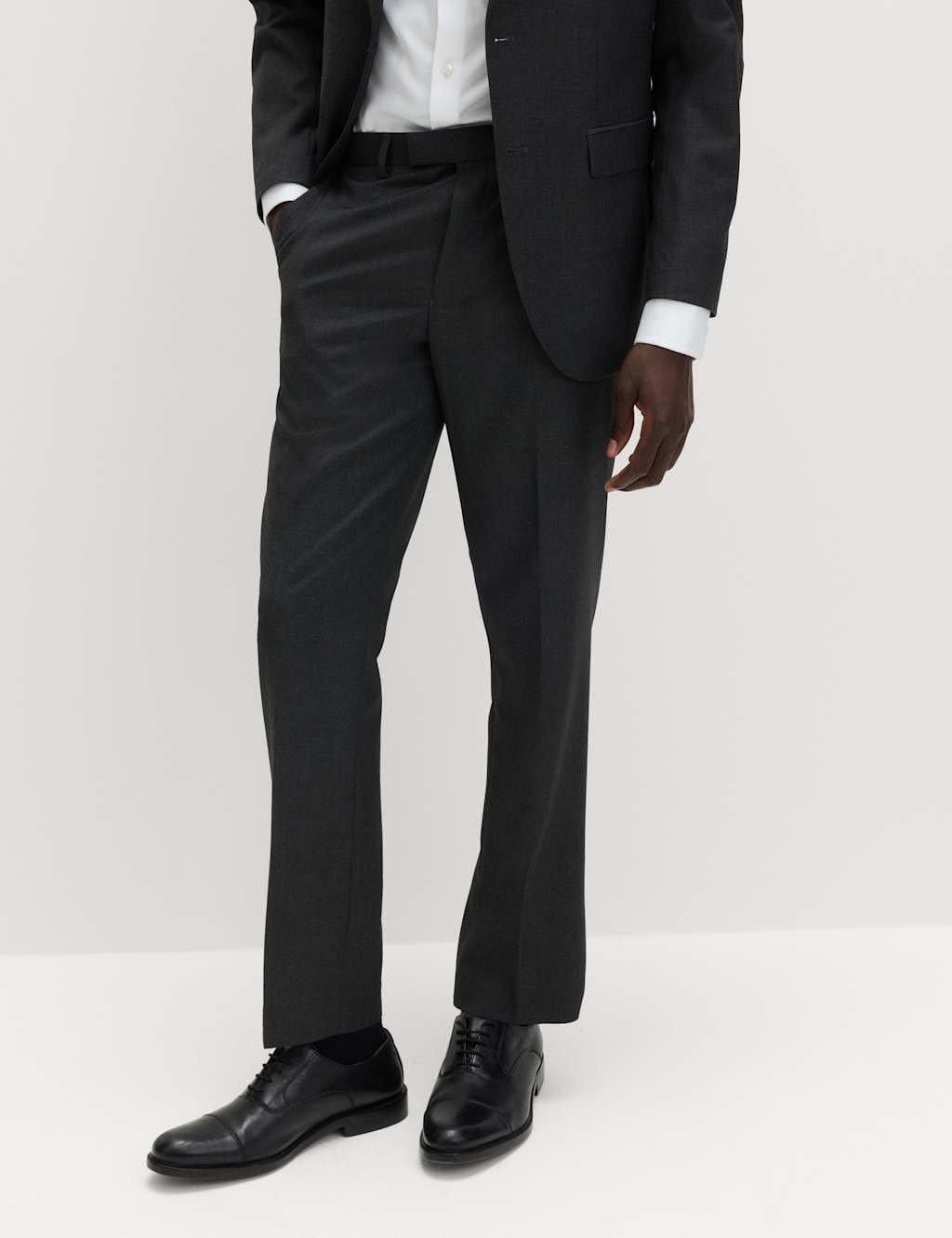 M&S Charcoal Regular Fit Stretch Suit Trousers