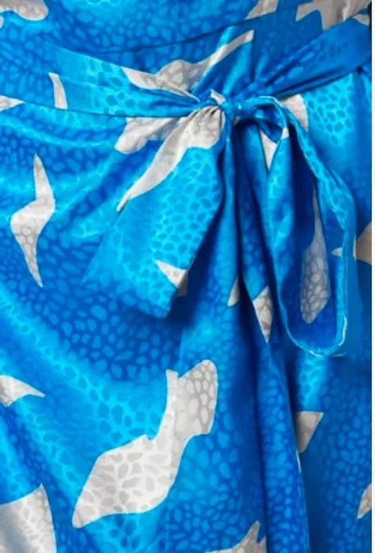 Never Fully Dressed Never Fully Dressed Blue Abstract Print Wrap Dress Size S Preloved