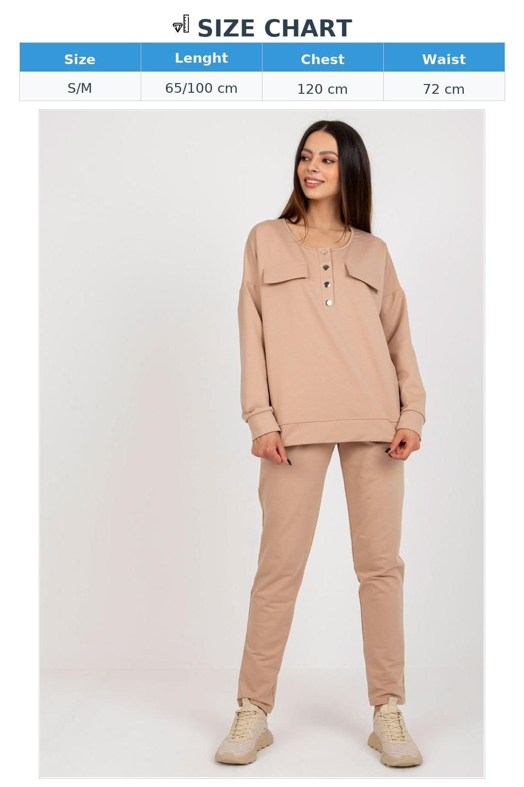 Love Lace Love Lace Women's Cotton Elastane Tracksuit Set in Camel - 4