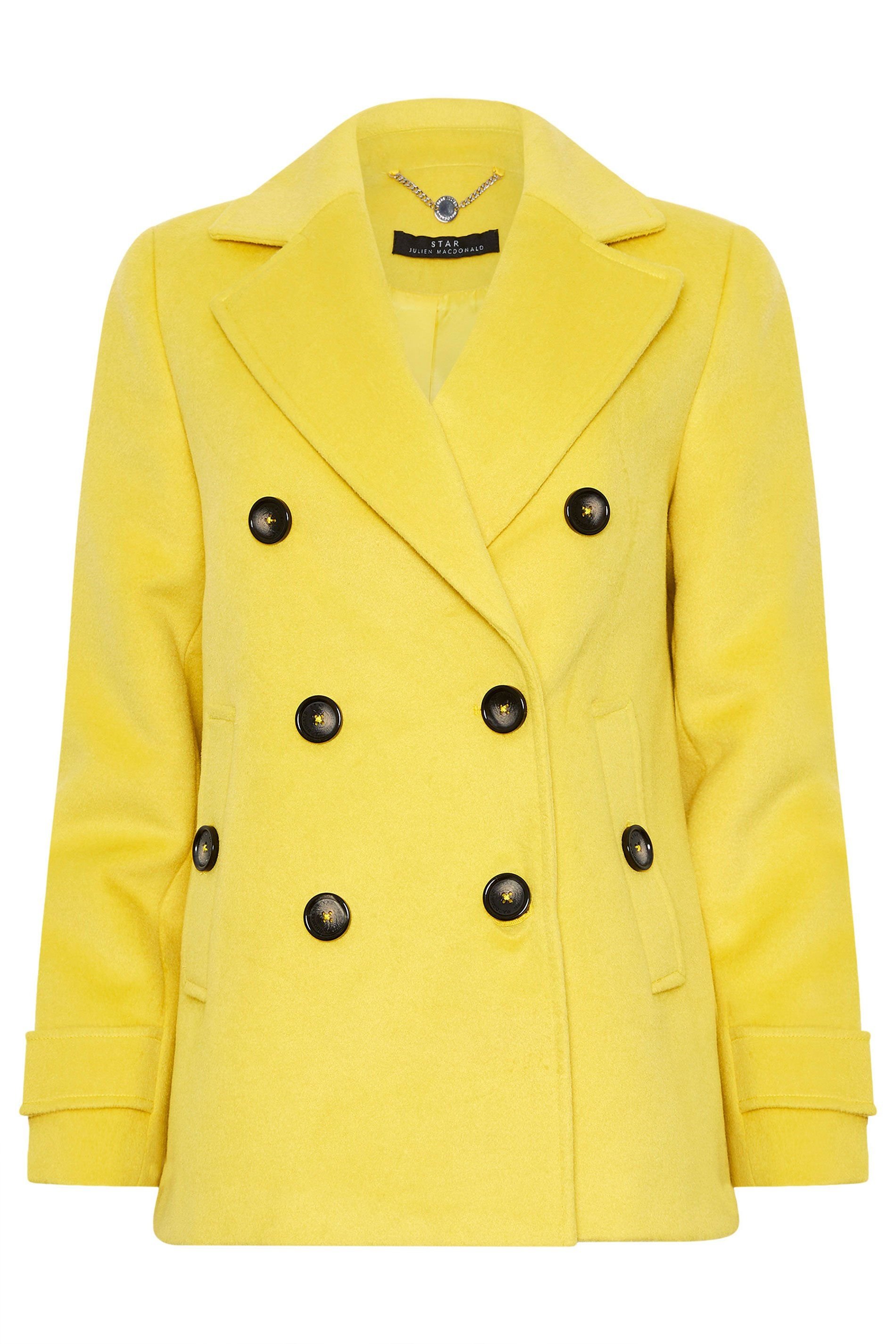 Star By Julien Macdonald Star by Julien Macdonald Women's Button Through Coat in Yellow - 2