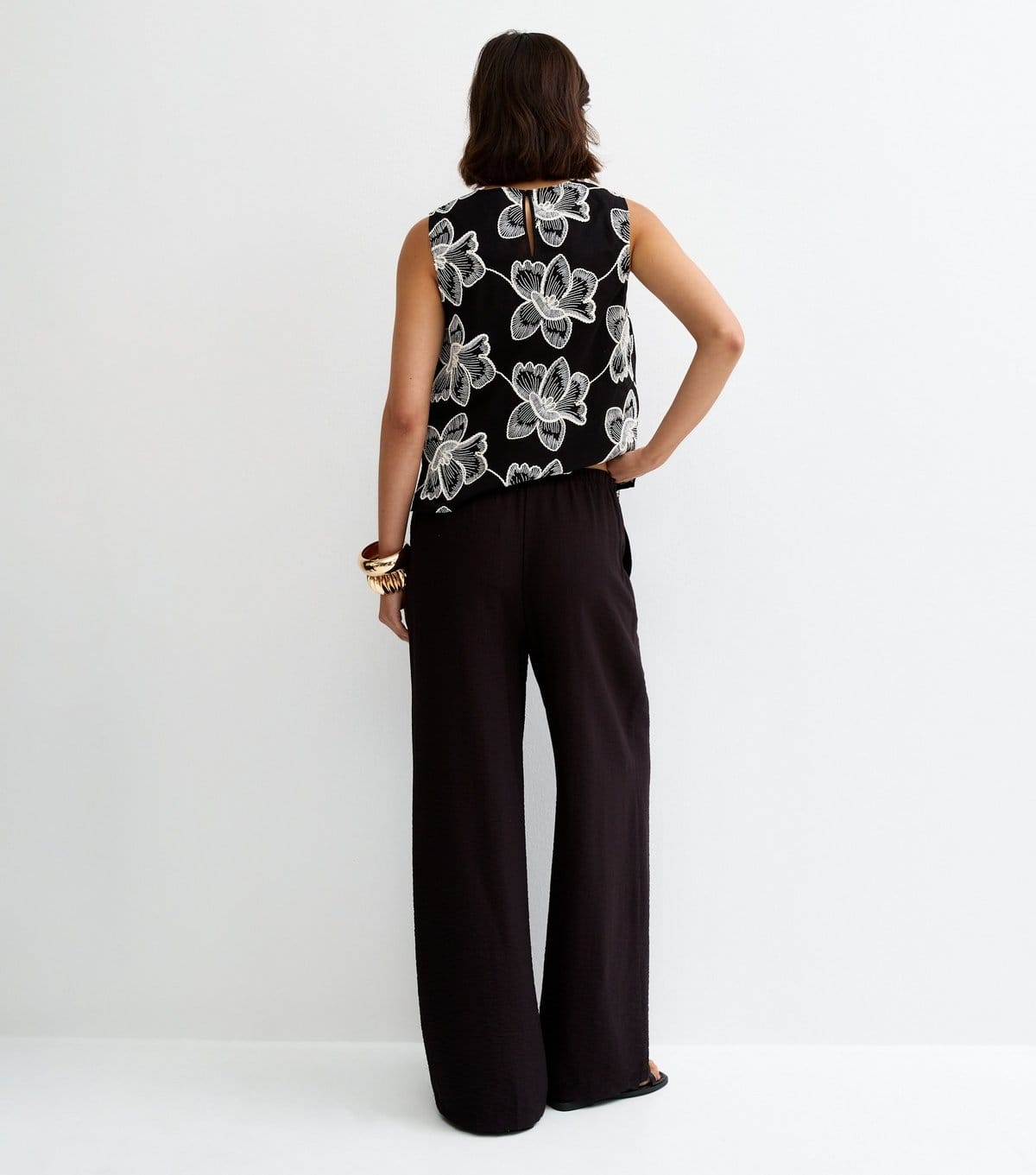 New Look Women's Black Drawstring Wide Leg Trousers New Look - 4