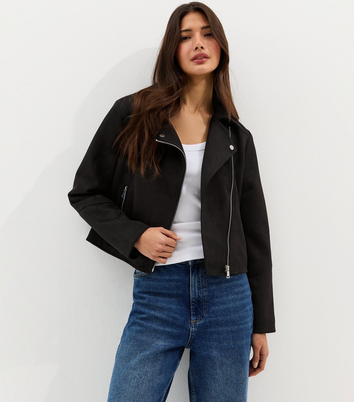 New Look Women's Black Faux Suede Biker Jacket New Look - 2