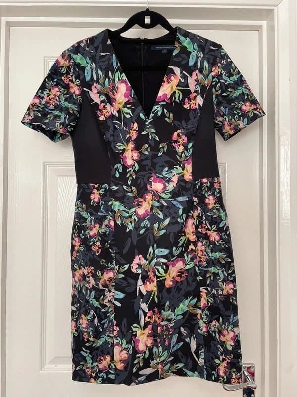 French Connection Colourful floral black dress