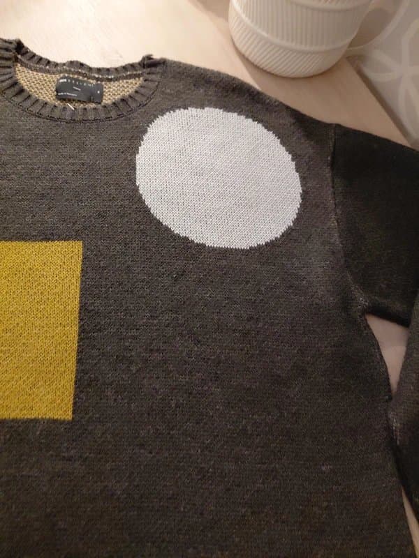 ASOS Men's Asos knitted jumper unique block colour shapes grey mustard blue lilac medium new
