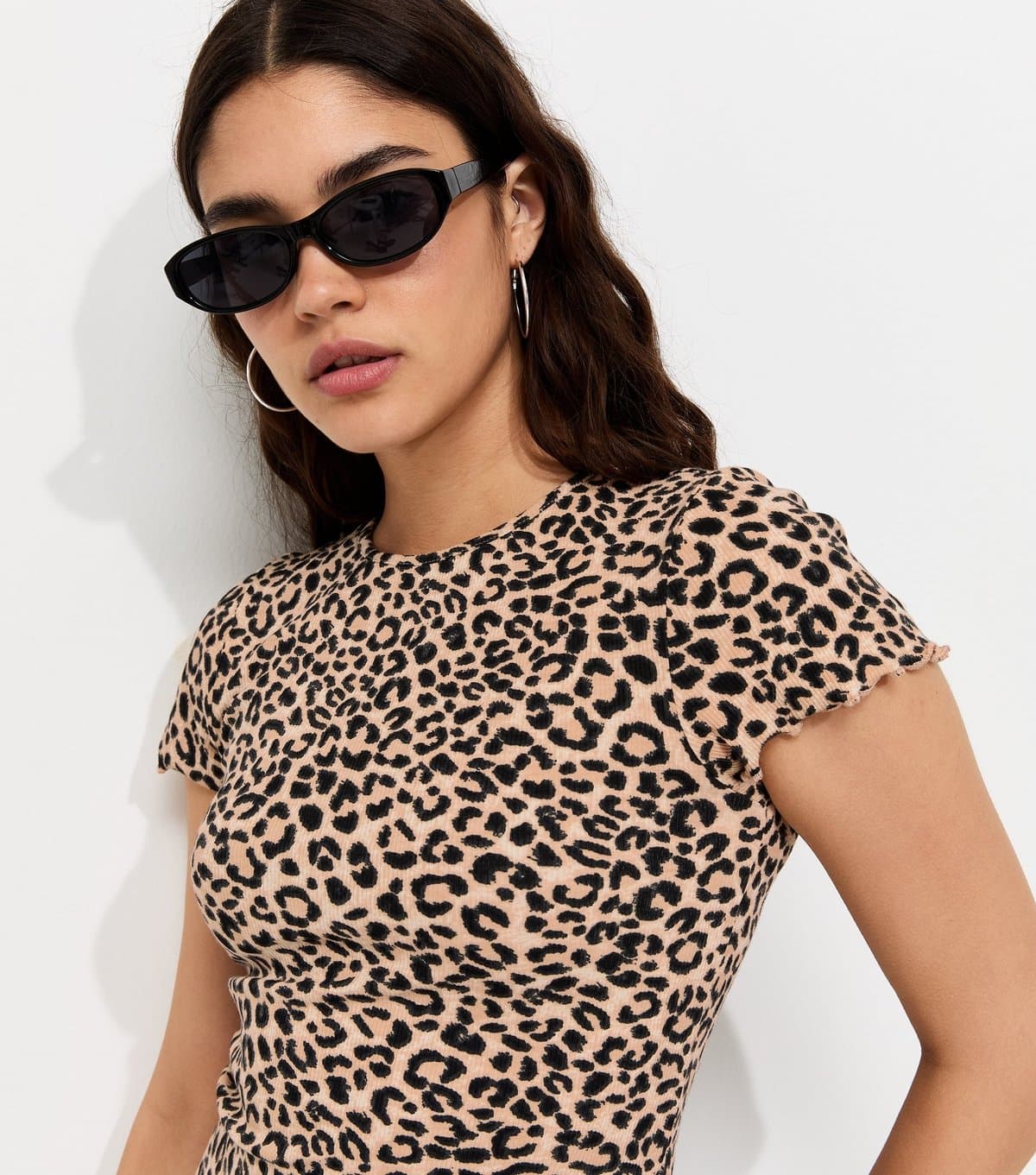 New Look New Look Brown Leopard Print Babylock Baby Tee T-Shirt