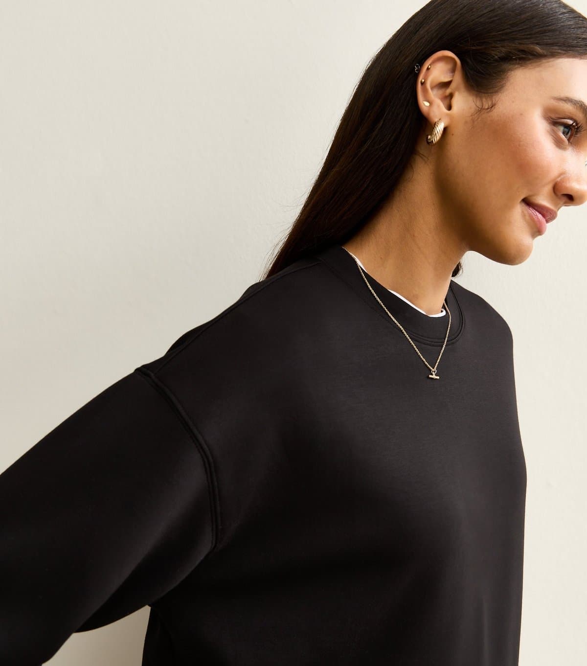 New Look Women's Maternity Premium Black Jersey Sweatshirt New Look