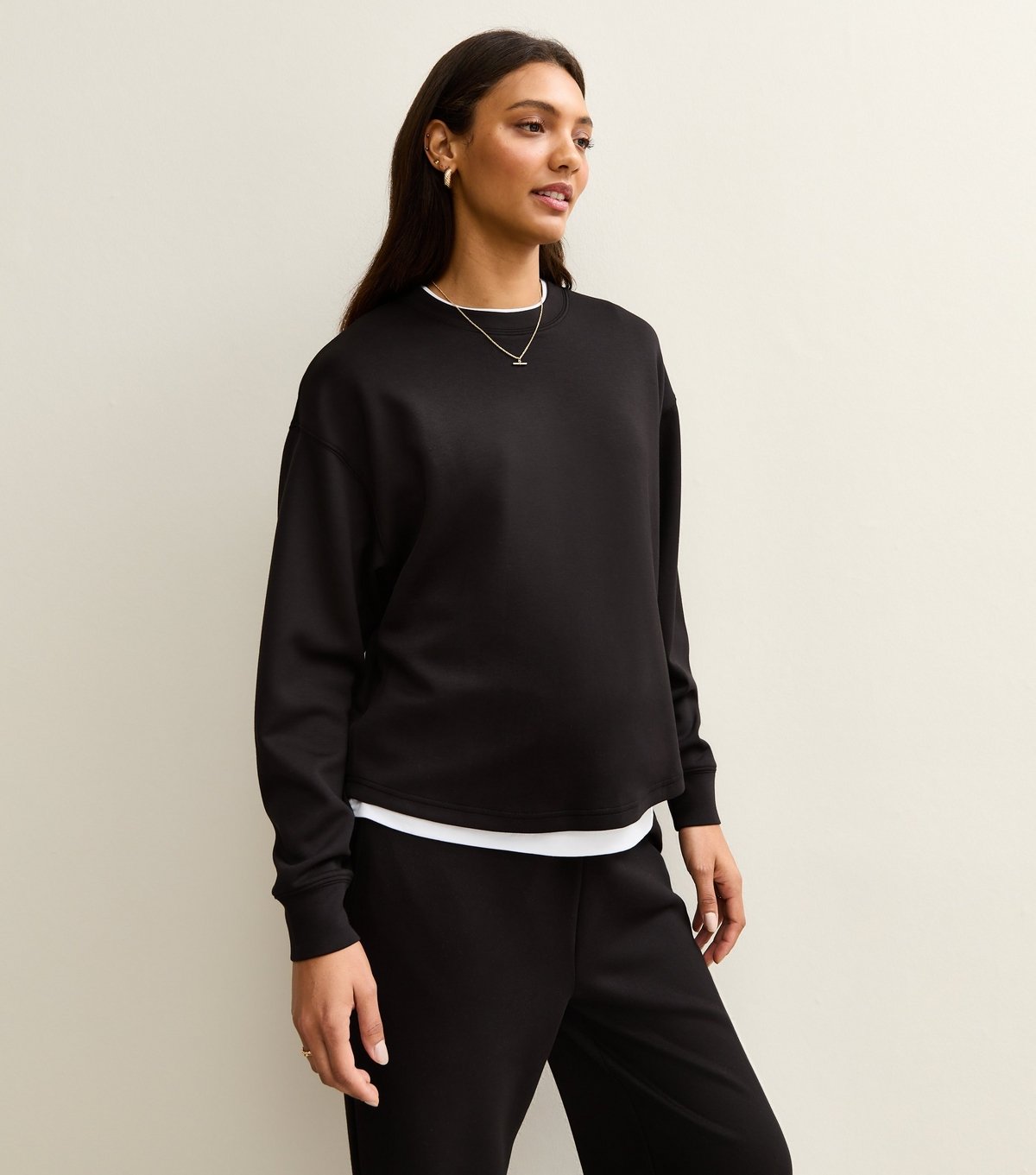 New Look Women's Maternity Premium Black Jersey Sweatshirt New Look - 2