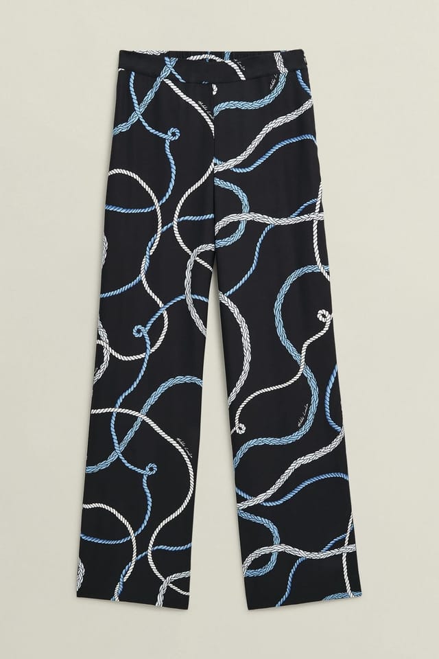 Hobbs London Hobbs London Women's Raya Printed Wide Leg Trouser in Dark Navy - 2