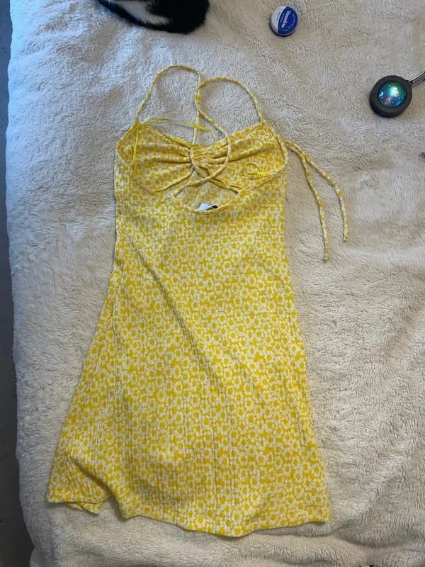 Bershka Bershka yellow mini dress floral summer