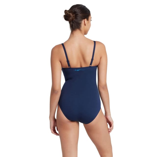 Zoggs Zoggs Women's Aqua Digital Ruched Front One Piece Swimsuit in Blue - 2