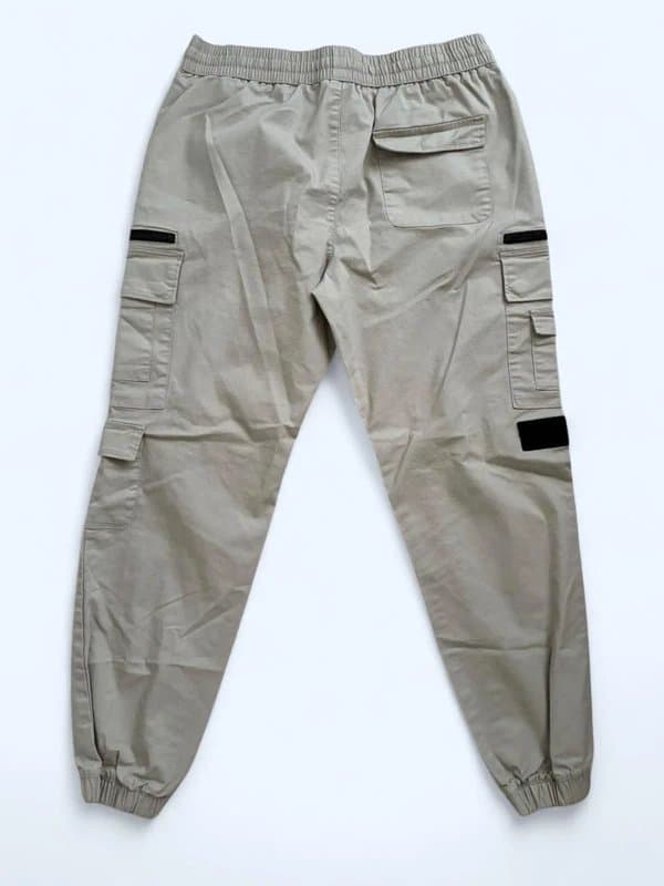 Bershka Bershka Beige Cargo Jogger Pants Men’s Large Utility Streetwear Elastic Waist