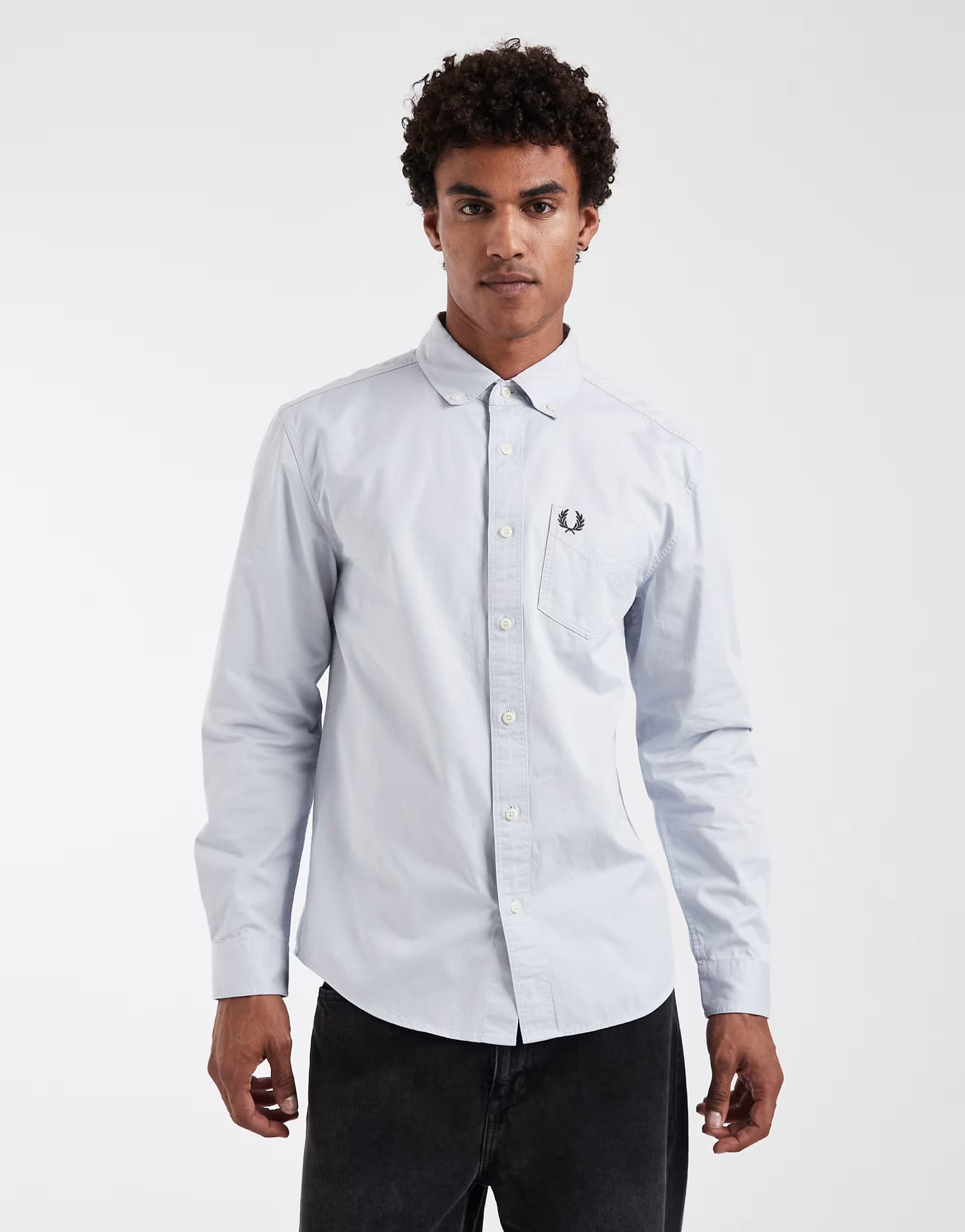 ASOS Fred Perry relaxed washed twill shirt in pale blue