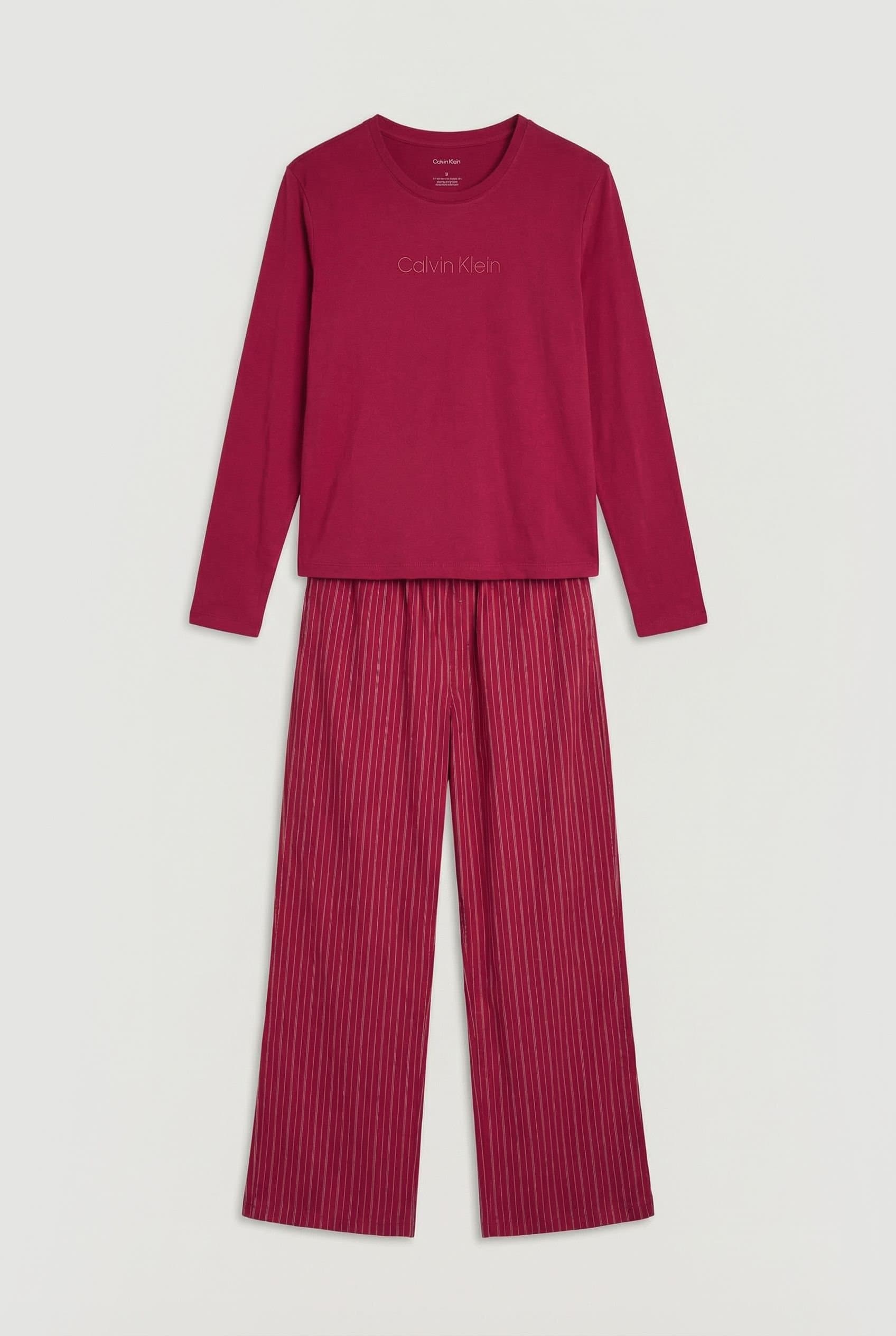 Calvin Klein Calvin Klein Women's Cotton Poplin Long Sleeve & Pant PJ Set Red