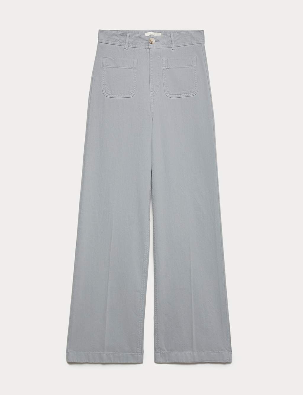 Marks & Spencer M&S Patch Pocket Straight Leg Trousers in Soft Blue