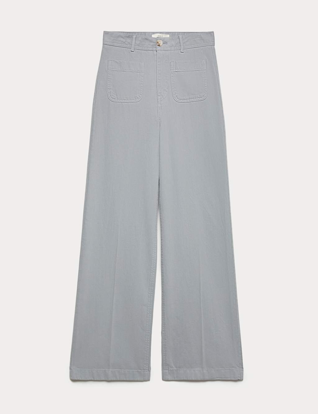Marks & Spencer M&S Patch Pocket Straight Leg Trousers Soft Blue - 2