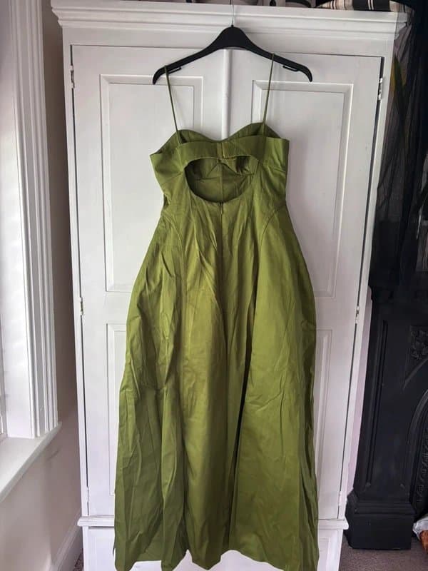 ASOS ASOS luxe cotton sateen midi dress olive