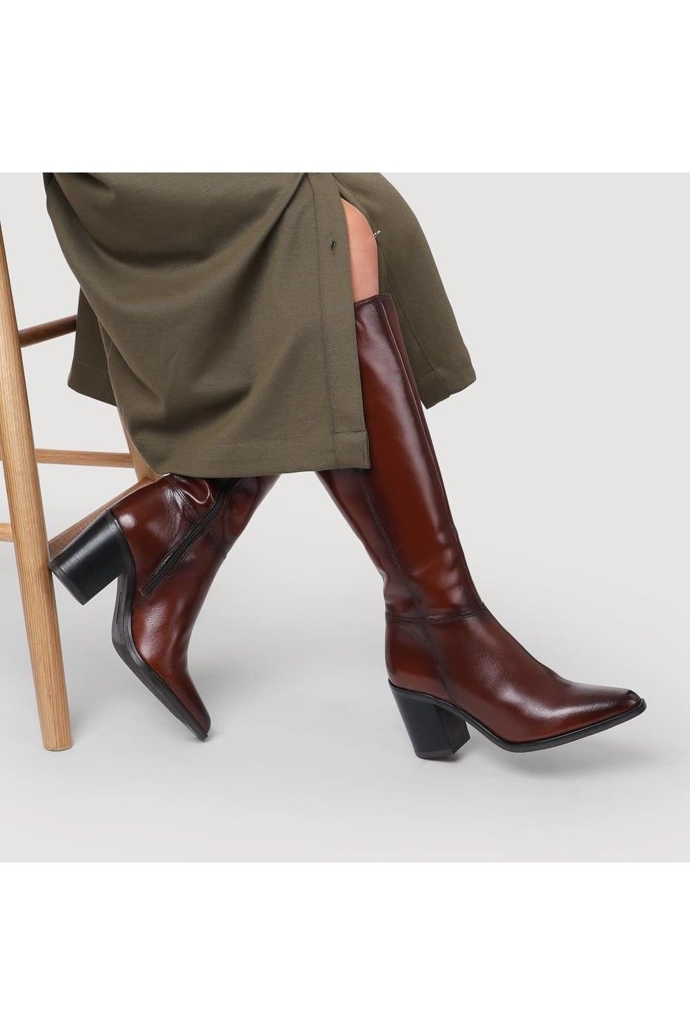 Jones Bootmaker Jones Bootmaker Women's Cagliari Extra Slim Calf Fit Knee-High Boots in Brown - 4