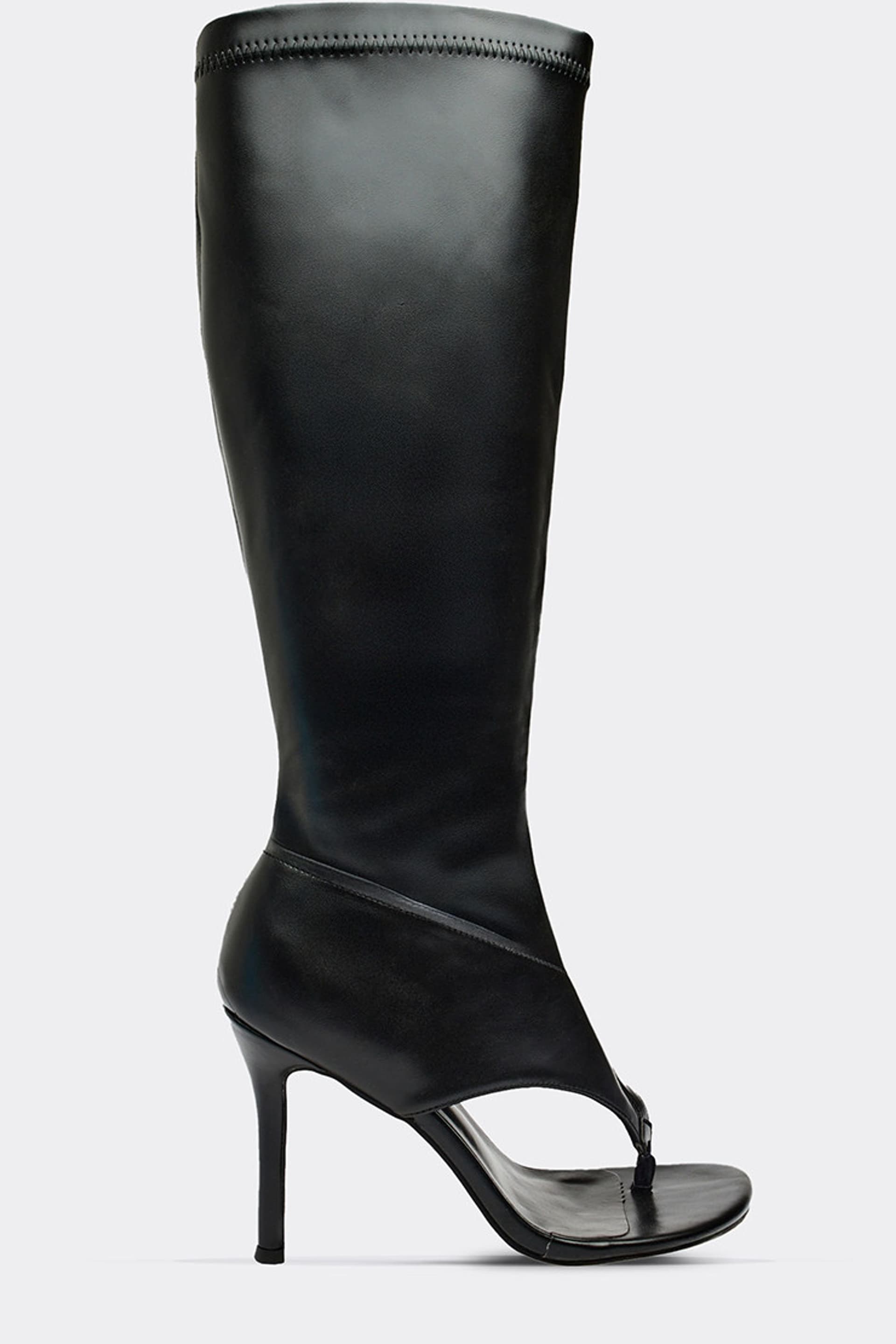 EGO EGO Women's Knee High Faux Leather Stiletto Boots in Black
