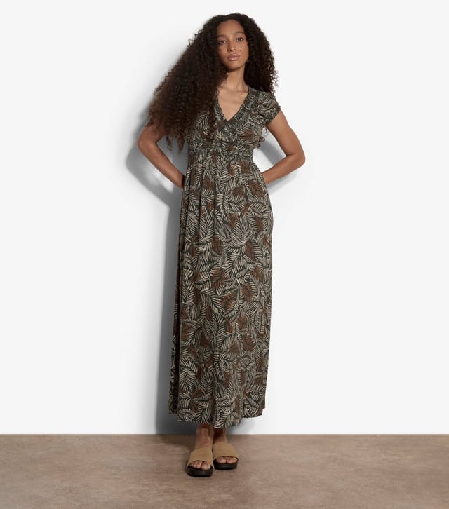 Apricot Women's Green Leaf Print V-Neck Maxi Dress Apricot New Look - 2