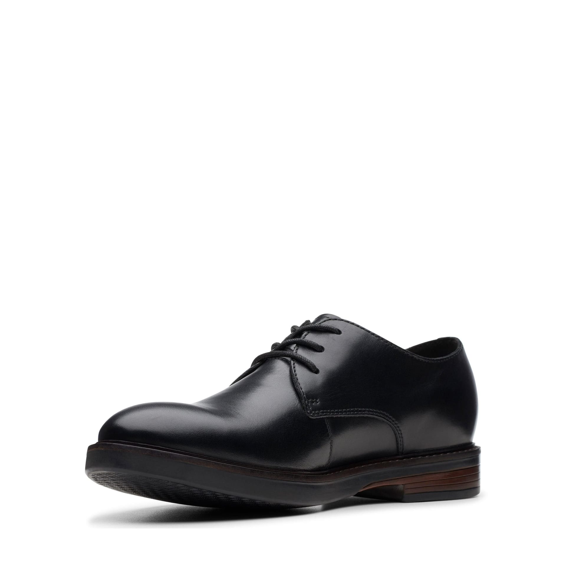 Clarks Clarks Men's Paulson Plain Black Leather Derby Shoes, Lace Up - 4