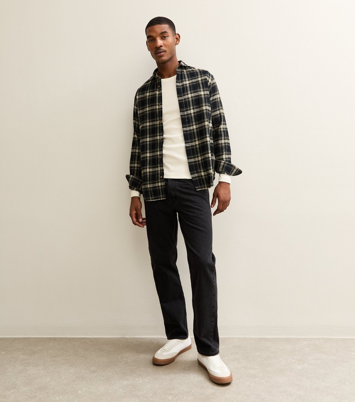 New Look Men's Off White Regular Long Sleeve Rib T-Shirt New Look - 3