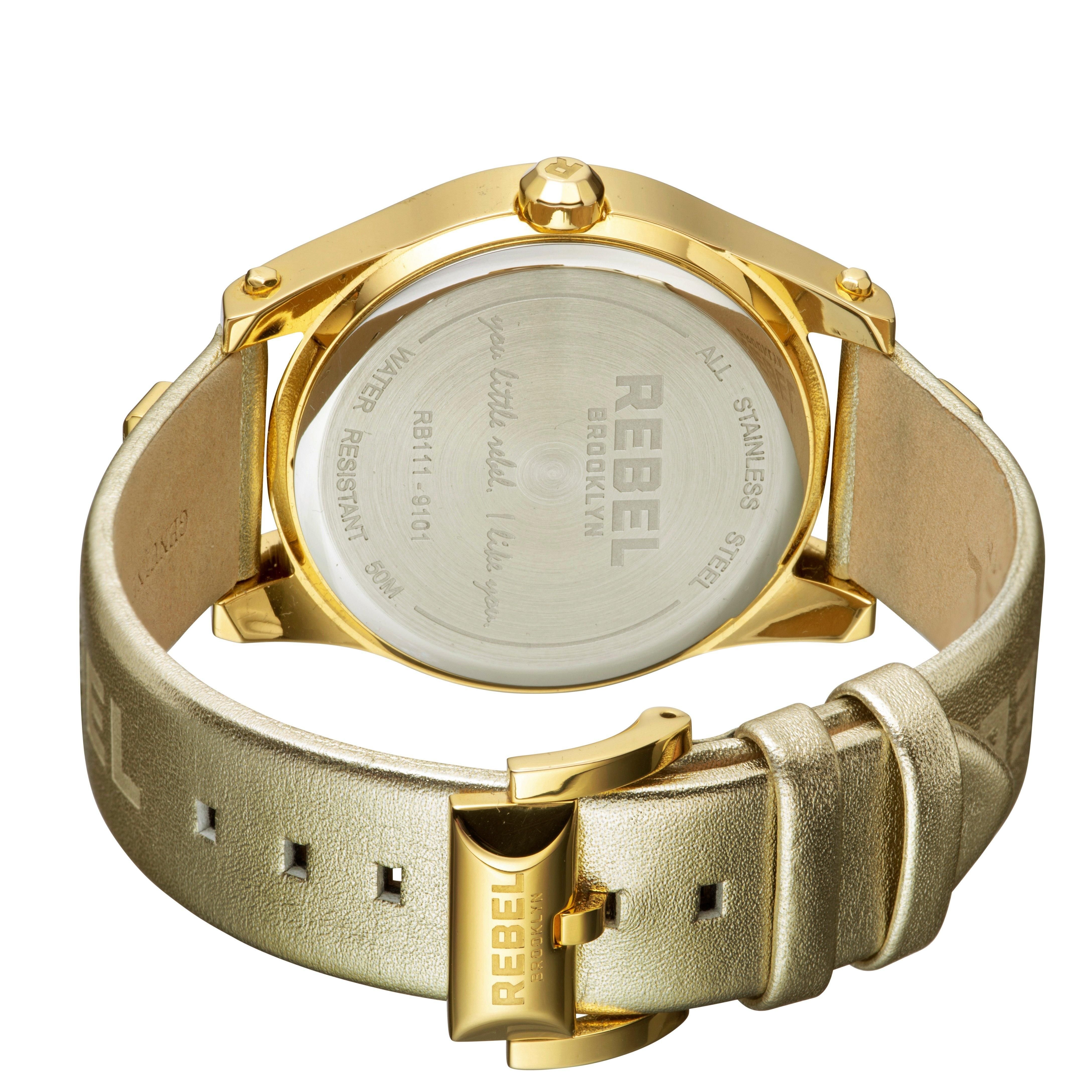 Rebel Rebel Women's Gravesend Yellow Gold Dial Leather Watch - 2