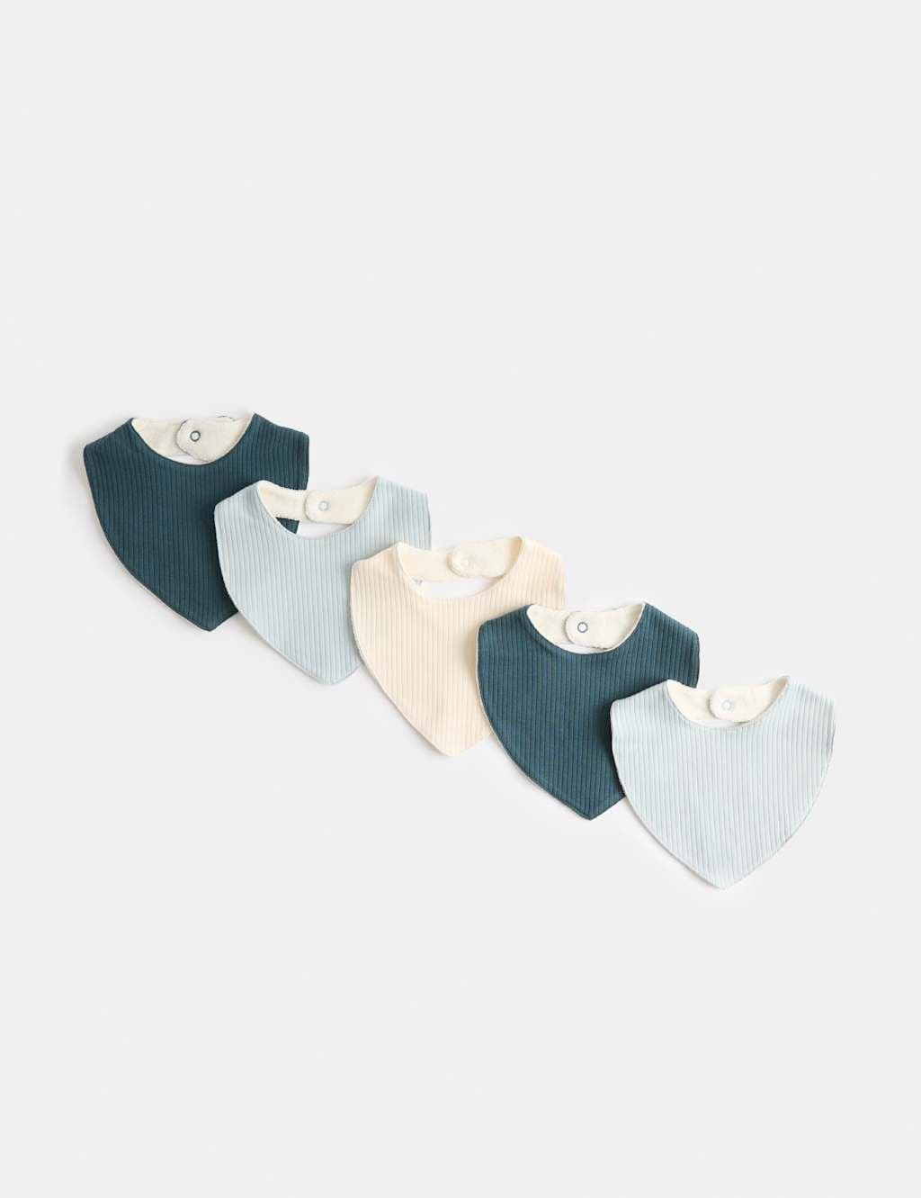 Marks & Spencer M&S 5 Pack Cotton Rich Dribble Bibs Aqua Marine